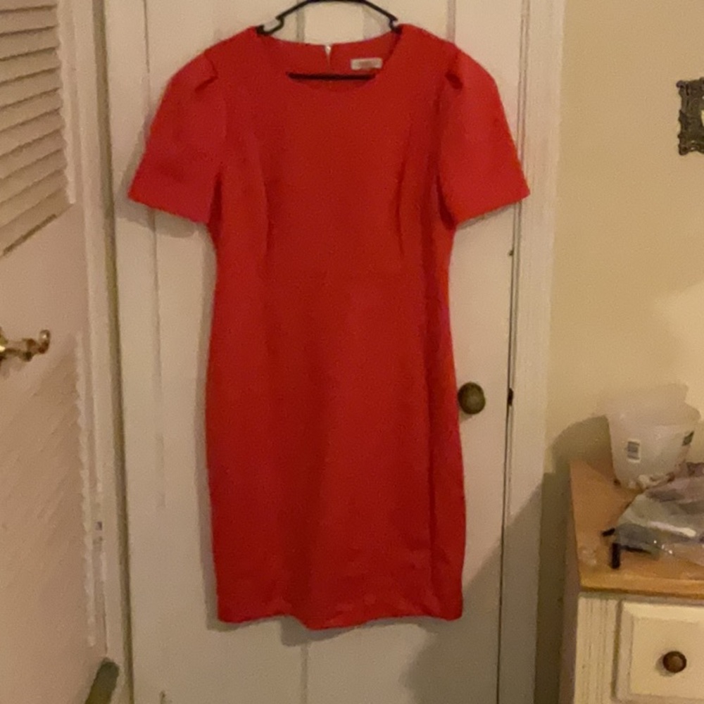 Calvin Klein Red Puff Sleeve Sheath Mini Dress